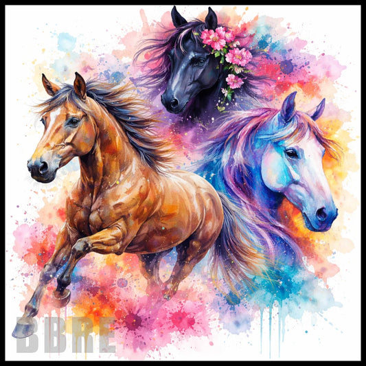 LargeFormat Colorful Horses 2