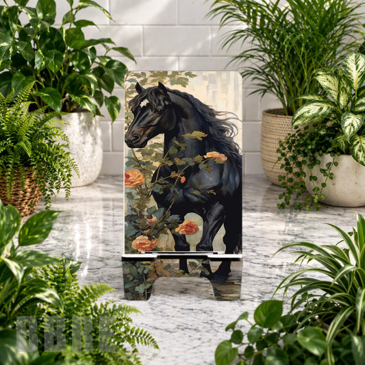 Majestic Black Stallion Sublimation Phone Stand