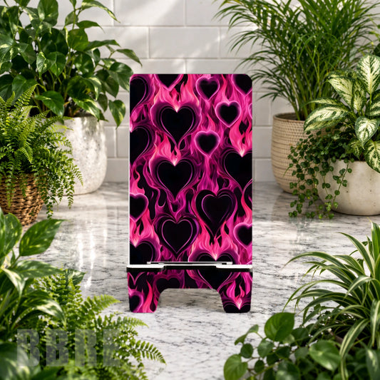 Flaming Hearts Sublimation Phone Stand