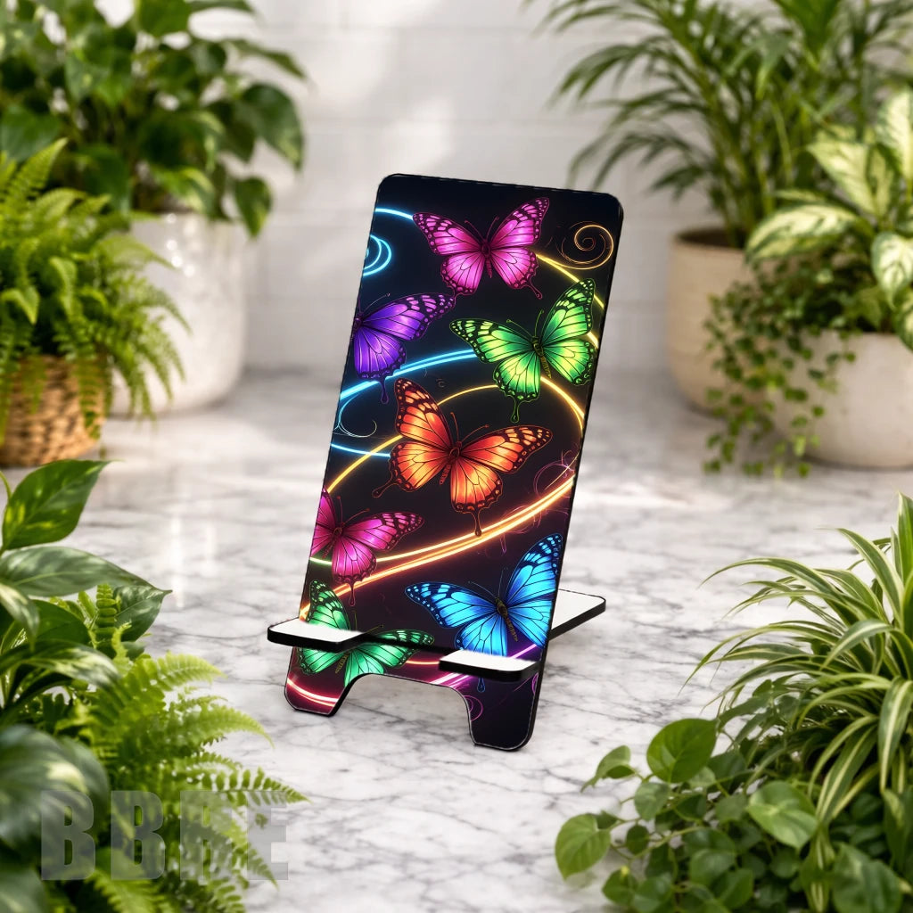 Neon Butterflies Sublimation Phone Stand
