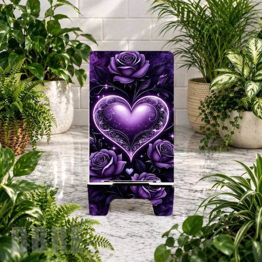 Purple Heart Roses Sublimation Phone Stand