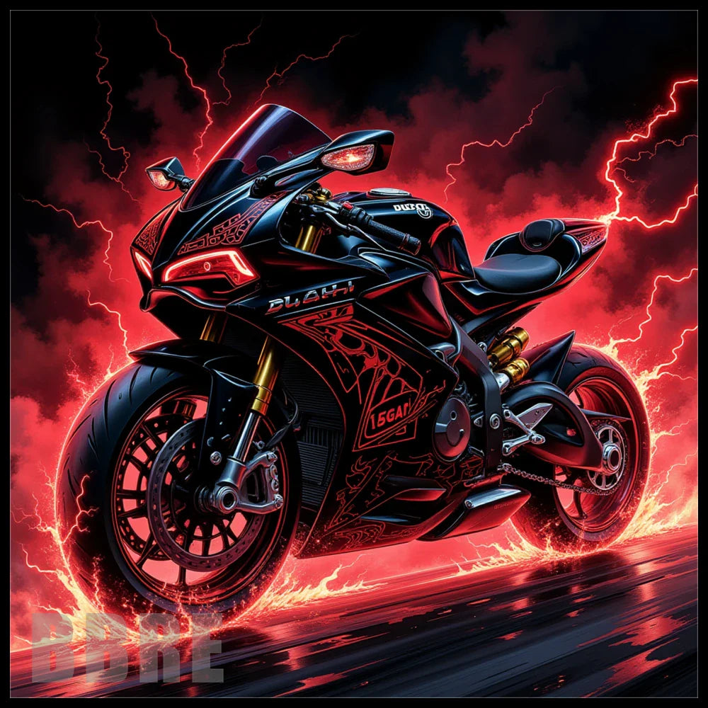 LargeFormat Black Motorcycle
