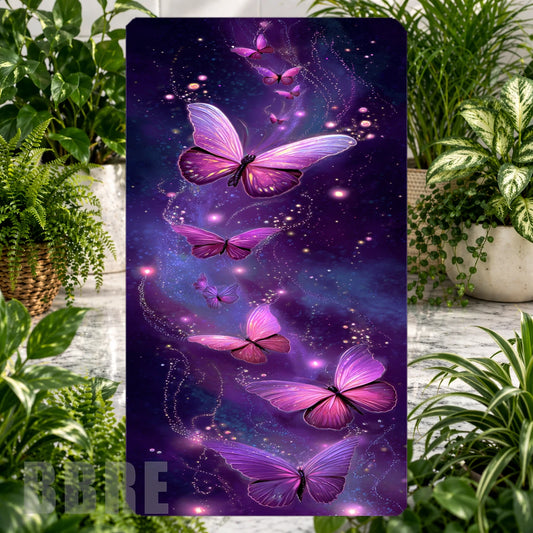 Purple Butterflies Product Tile, STRAIGHT: Purple Butterflies Product Mockup, SIDE ANGLE: Purple Butterflies Product Angle Shot