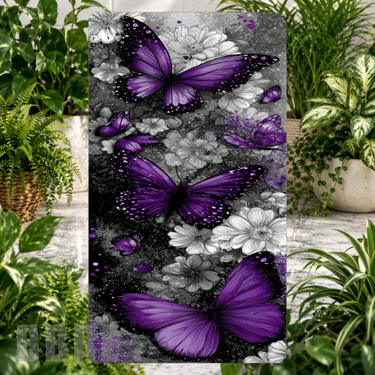 Purple Butterflies 2 Product Tile, STRAIGHT: Purple Butterflies 2 Product Mockup, SIDE ANGLE: Purple Butterflies 2 Product Angle Shot