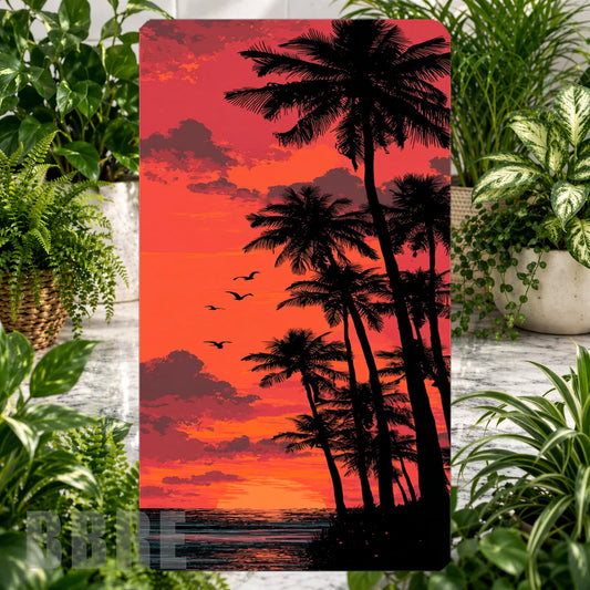 Tropical Sunset Product Tile, STRAIGHT: Tropical Sunset Product Mockup, SIDE ANGLE: Tropical Sunset Product Angle Shot