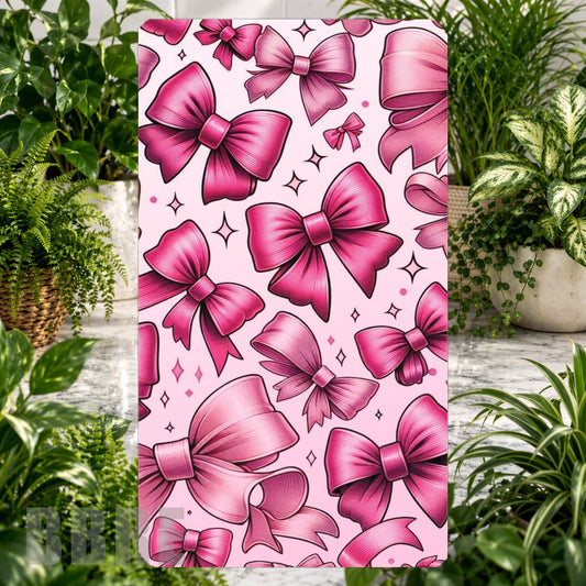 Pink Bows Product Tile, STRAIGHT: Pink Bows Product Mockup, SIDE ANGLE: Pink Bows Product Angle Shot