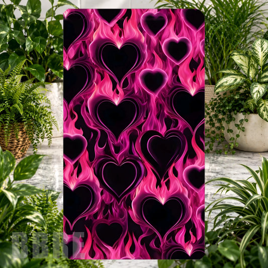 Flaming Hearts Product Tile, STRAIGHT: Flaming Hearts Product Mockup, SIDE ANGLE: Flaming Hearts Product Angle Shot