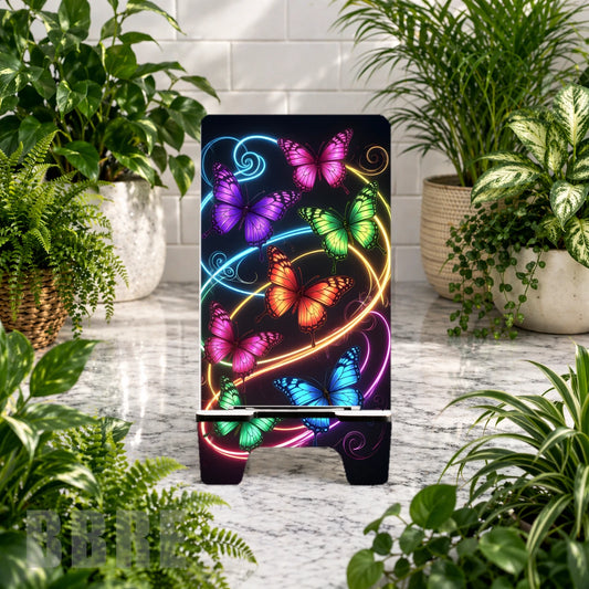 Neon Butterflies Sublimation Phone Stand