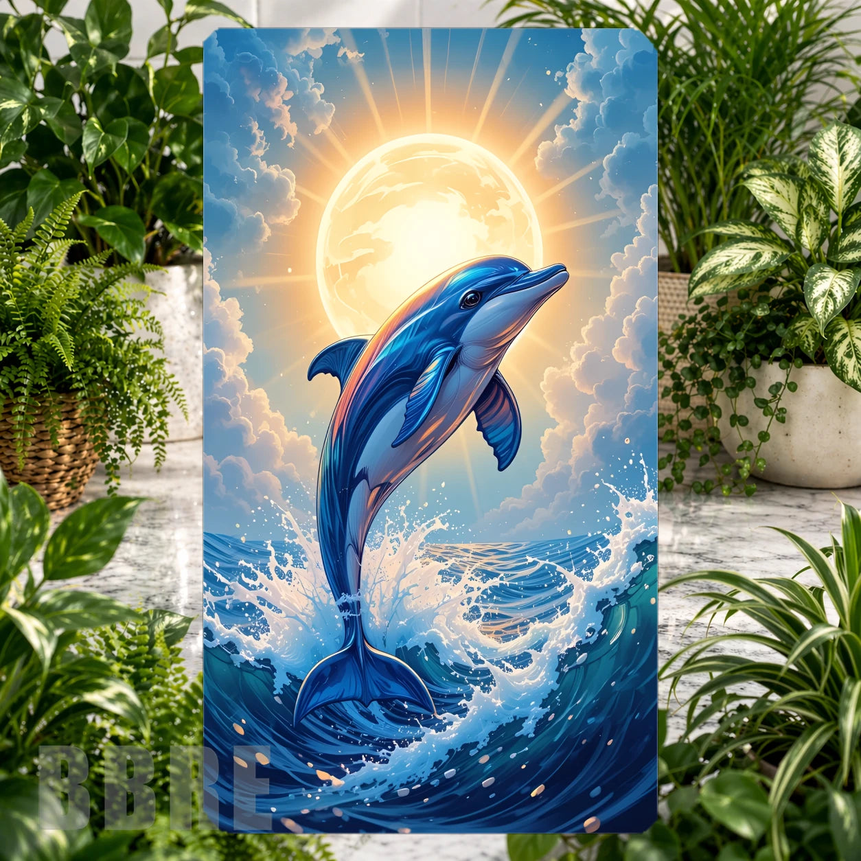 Dolphin Splash Product Tile, STRAIGHT: Dolphin Splash Product Mockup, SIDE ANGLE: Dolphin Splash Product Angle Shot