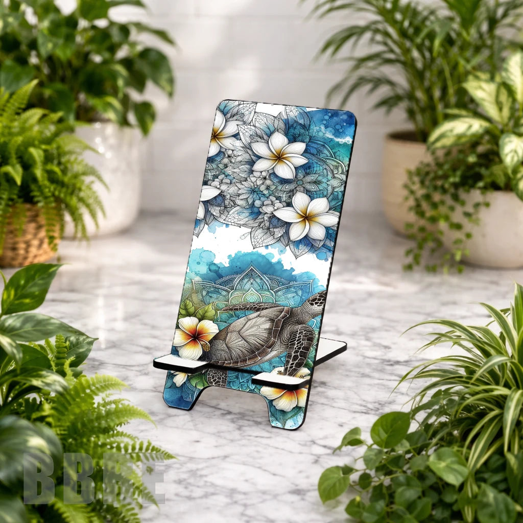 Turtle Blossom Sublimation Phone Stand