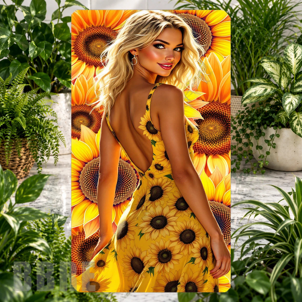 Sunflower Beauty Product Tile, STRAIGHT: Sunflower Beauty Product Mockup, SIDE ANGLE: Sunflower Beauty Product Angle Shot